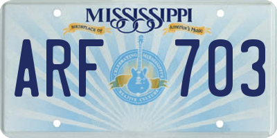MS license plate ARF703