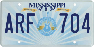 MS license plate ARF704