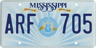 MS license plate ARF705