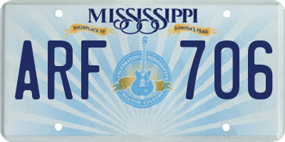 MS license plate ARF706