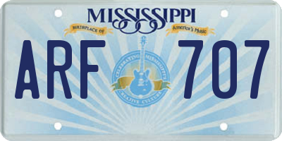 MS license plate ARF707