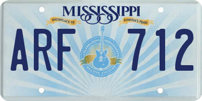 MS license plate ARF712