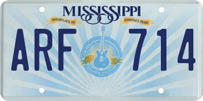 MS license plate ARF714