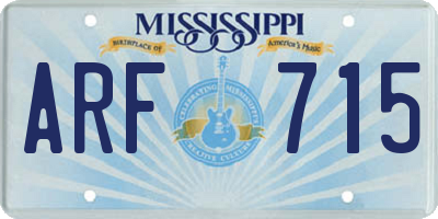 MS license plate ARF715