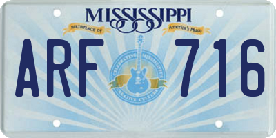 MS license plate ARF716