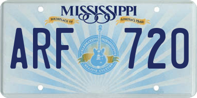 MS license plate ARF720