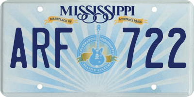 MS license plate ARF722