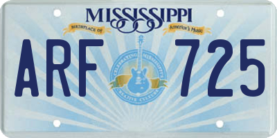 MS license plate ARF725