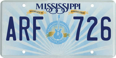 MS license plate ARF726