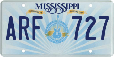 MS license plate ARF727