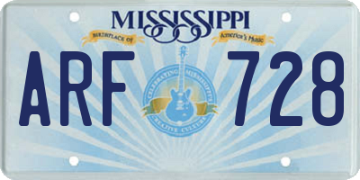 MS license plate ARF728