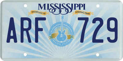 MS license plate ARF729
