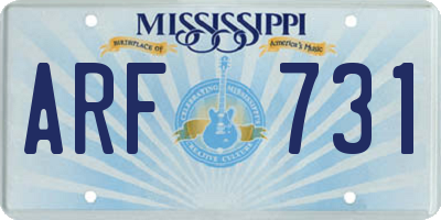 MS license plate ARF731