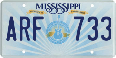 MS license plate ARF733