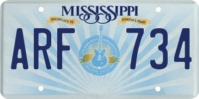 MS license plate ARF734