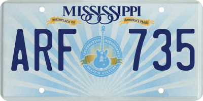 MS license plate ARF735