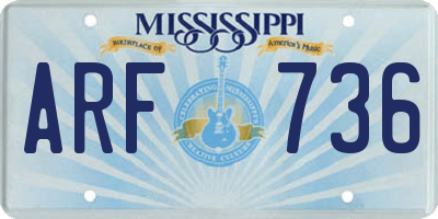 MS license plate ARF736