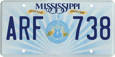 MS license plate ARF738