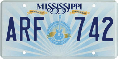 MS license plate ARF742