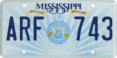 MS license plate ARF743
