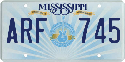MS license plate ARF745