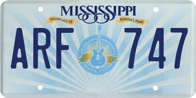 MS license plate ARF747