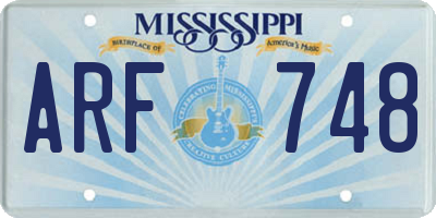MS license plate ARF748