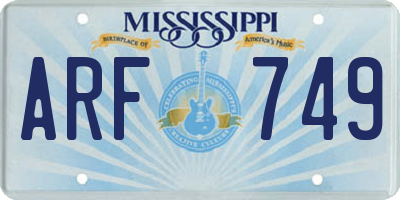 MS license plate ARF749