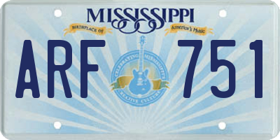 MS license plate ARF751