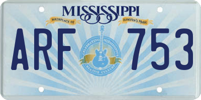 MS license plate ARF753