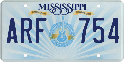 MS license plate ARF754