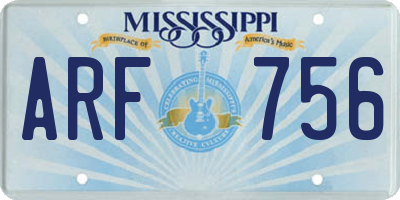 MS license plate ARF756