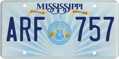 MS license plate ARF757
