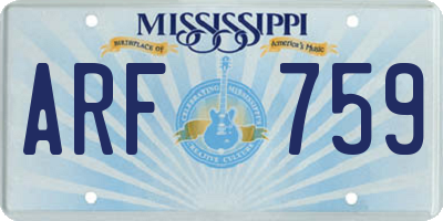 MS license plate ARF759