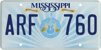 MS license plate ARF760