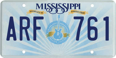 MS license plate ARF761