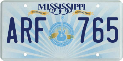 MS license plate ARF765