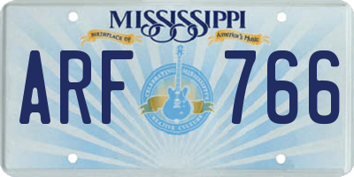 MS license plate ARF766