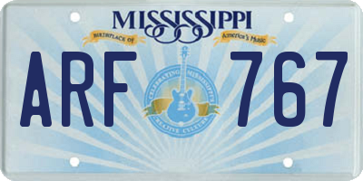 MS license plate ARF767