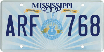 MS license plate ARF768