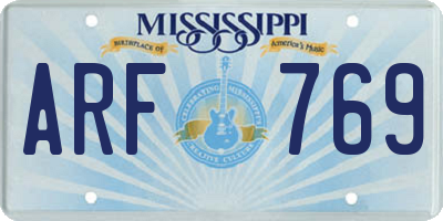 MS license plate ARF769