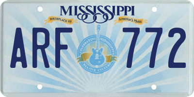 MS license plate ARF772
