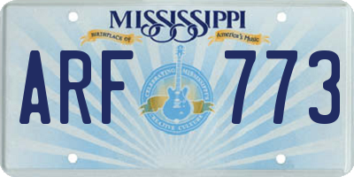 MS license plate ARF773