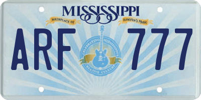 MS license plate ARF777