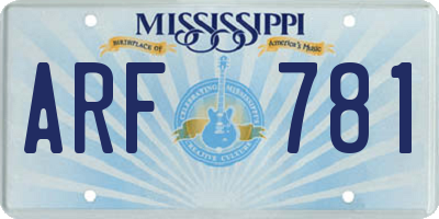 MS license plate ARF781