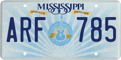 MS license plate ARF785