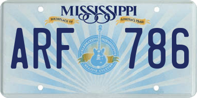 MS license plate ARF786