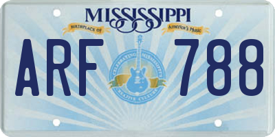 MS license plate ARF788