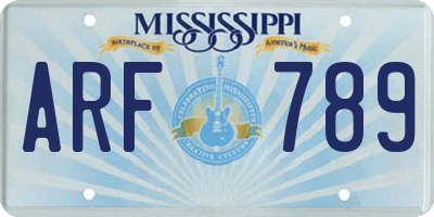 MS license plate ARF789