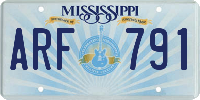 MS license plate ARF791